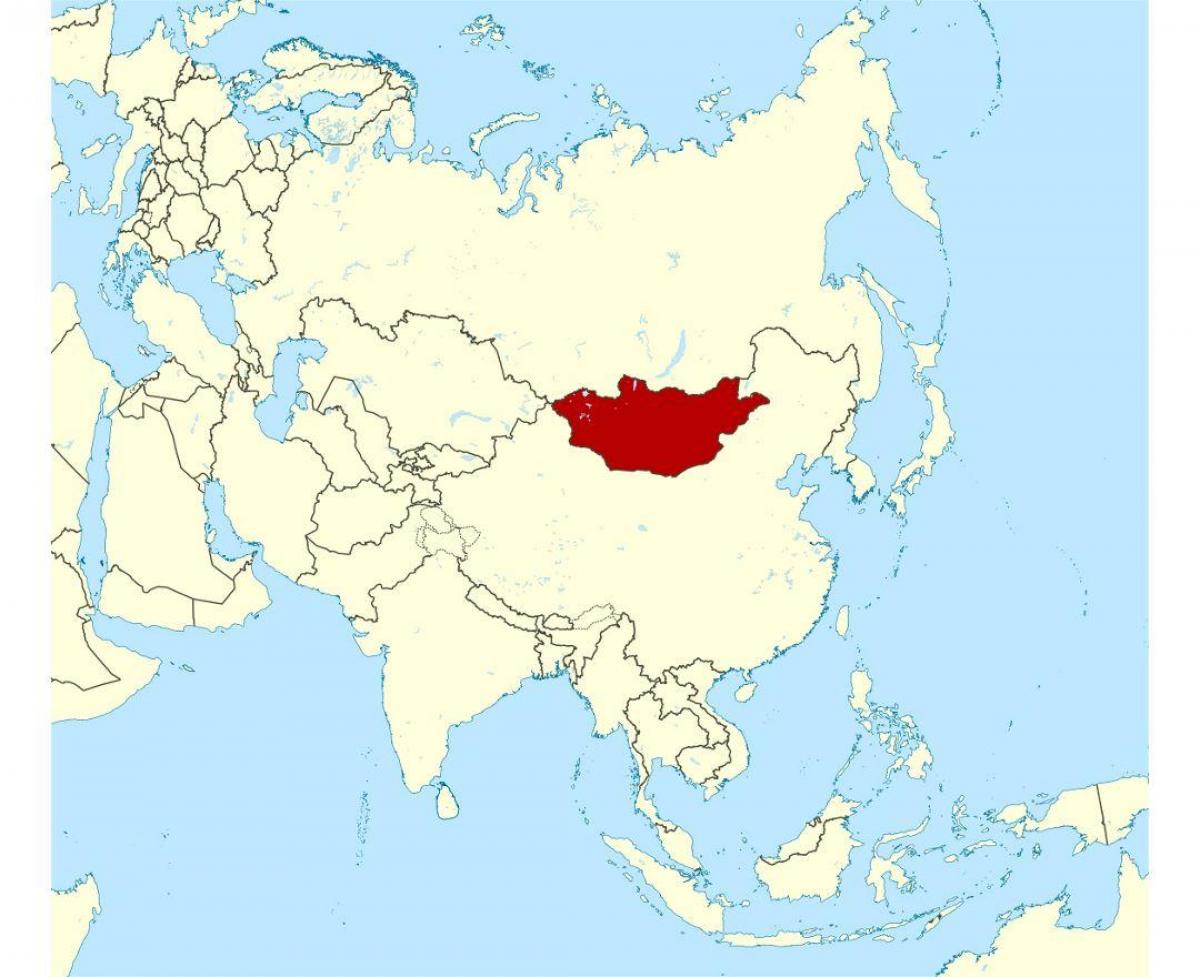 locatie van Mongolië in de kaart van de wereld