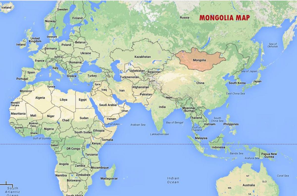 wereldkaart met Mongolië