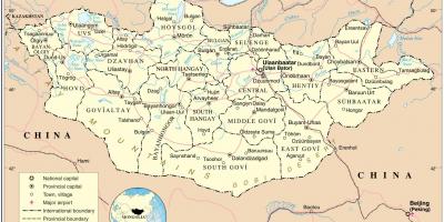 Mongolië, land kaart