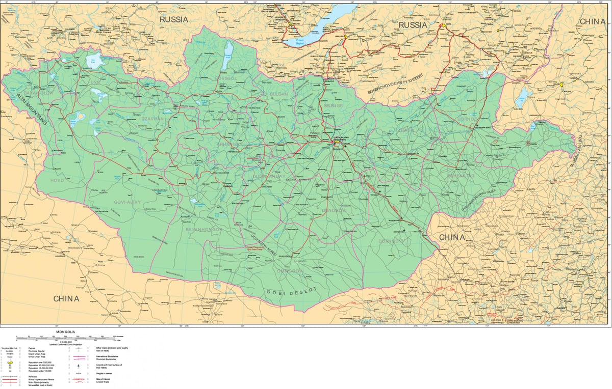 kaart van Mongolië weg
