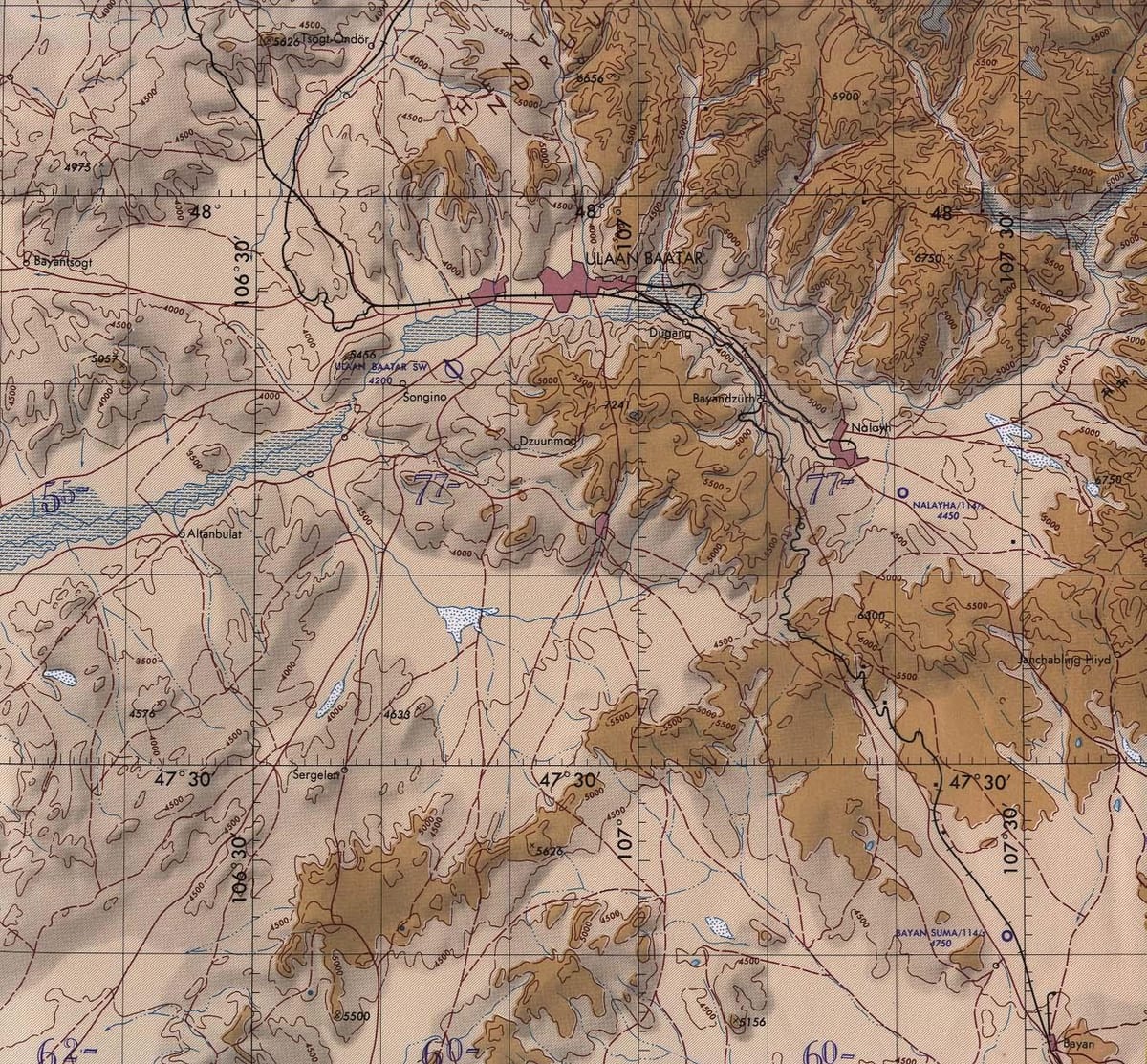 kaart van Mongolië topografische