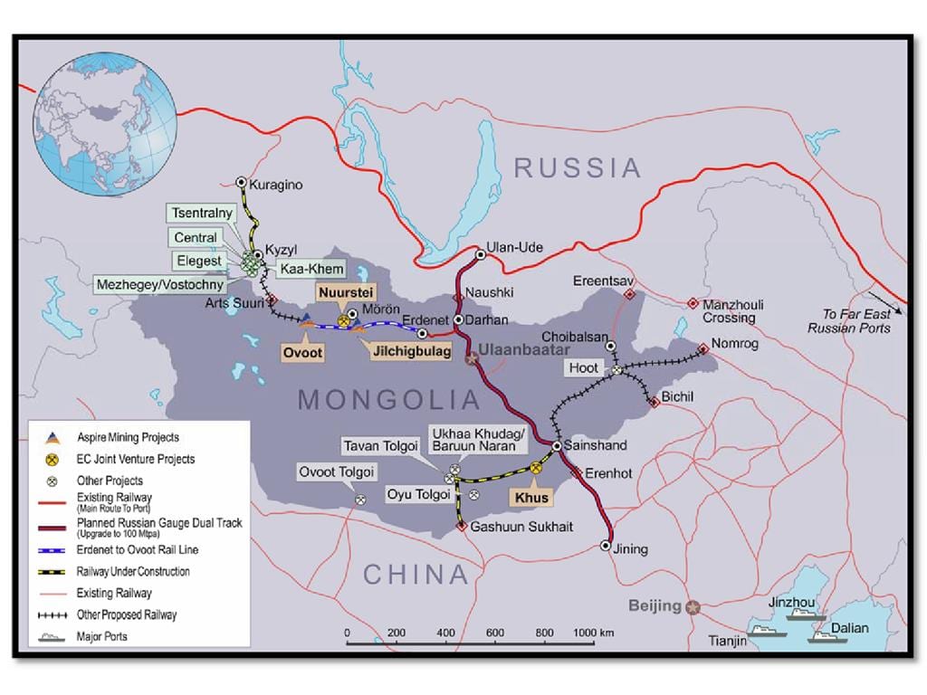 Mongoolse spoorweg kaart