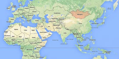 Wereldkaart met Mongolië