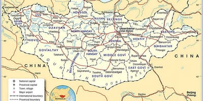 Mongolië toeristische kaart