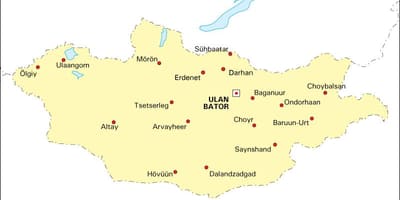 Mongolië kaart met steden